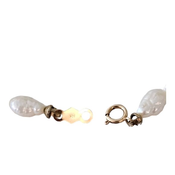 14K Yellow Gold Knotted Rice Pearl Bracelet 8” Long, L177 - Picture 5 of 8